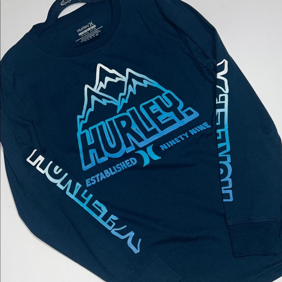 Boys Hurley Kids' Long Sleeve Tees - Blue, Black, Maroon - Picture 9 of 10